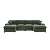 Upholstered Symmetrical Modular Sectional With 6 Seating