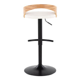 Grotto - Adjustable Barstool - Black Metal, Zebra Wood