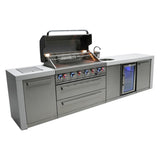 Mont Alpi Deluxe Series 10 Ft Propane Outdoor Kitchen Island w/ Side Burner & Beverage Center - MAi400-DBEV