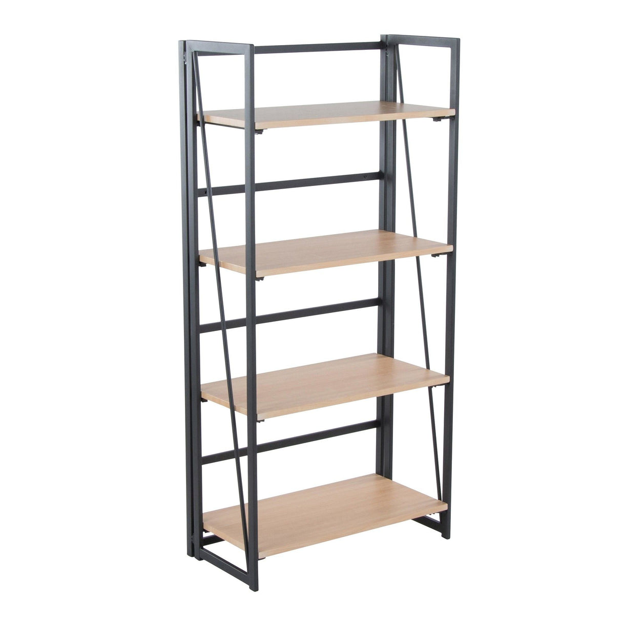 Dakota - Contemporary Bookcase - Black Painted Metal And Natural Wood