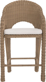 Seacrest - Olefin Water Resistant Fabric And Wicker Outdoor Patio Bar Stool