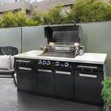 Mont Alpi Compact Series 6 Ft Natural Gas Outdoor Kitchen Island in Black Stainless Steel - MA-957