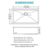 Undermount Workstation Kitchen Sink Stainless Steel Single Bowl