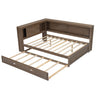 Daybed With Storage Shelves, LED, USB, And Trundle