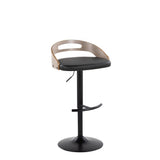 Cassis - Adjustable Swivel Barstool (Set of 2) - Black Metal Frame And Light Gray Wood
