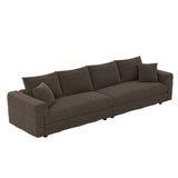Plush Corduroy 4 Seat Sofa, Modern Comfy Upholstered Sofa Cloud Couch, Deep Seat Couches With Soft Pillows