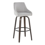 Hannah - 30" Fixed-Height Barstool With Swivel And Round Black Metal Footrest (Set of 2) - Walnut Glazed Wood