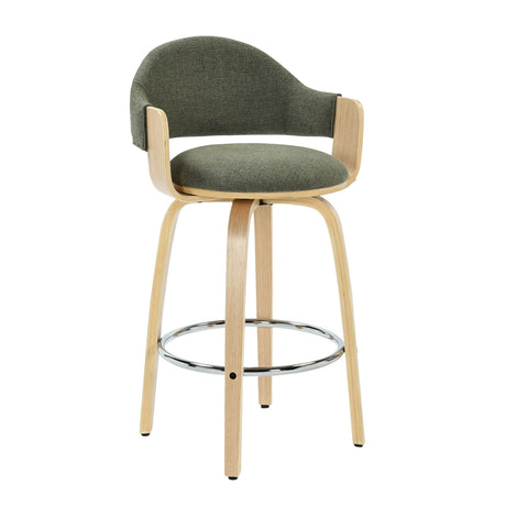 Daxton - Swivel Counter Height Round Back Wood Bar Stool With Faux Leather Seat