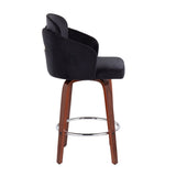 Dahlia - Contemporary Counter Stool With Velvet Seat (Set of 2) - Walnut Wood
