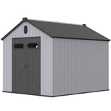 Resin Plastic Storage Shed For Backyard Garden With Spire Tool Storage