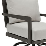 Avila - Outdoor 360-Swivel Rocker Chair With Woven Rattan Back Aluminum Frame And Cushions - Dark Bronze / Silver Ash