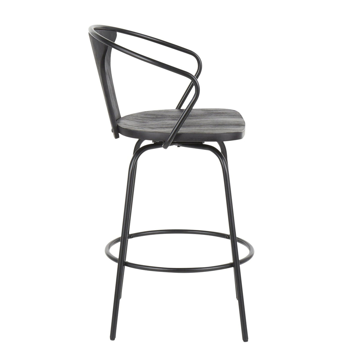 Waco - Industrial Counter Stool - Black Metal, Black Wood