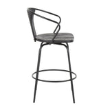 Waco - Industrial Counter Stool - Black Metal, Black Wood