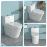 1 Piece Toilet For Bathroom, Dual Flush 1.24 / 1.43 Gpf, Soft Closing Seat - White