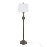 Griffin - 61" Polyresin Floor Lamp - Acid Gray Wood Finish And White Linen Shade