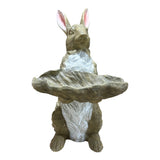Bunny Statue Garden Ornament - Antique Brown / White