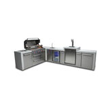 Mont Alpi 11.5 Ft L-Shaped Propane Outdoor Kitchen Island w/ Side Burner, Beverage Center & Kegerator - MAi805-D90KEGBEV