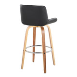 Santi - 30" Fixed-Height Barstool With Swivel And Round Chrome Metal Footrest (Set of 2) - Zebra Wood