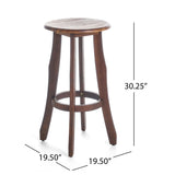 Primrose - Outdoor Acacia Wood Barstools With Foot Rest, (Set of 2) - Dark Brown