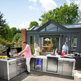 Mont Alpi 11.5 Ft L-Shaped Propane Outdoor Kitchen Island w/ Side Burner, Beverage Center & Kegerator - MAi805-D90KEGBEV