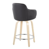 Boyne - 24" Fixed-Height Faux Leather Counter Stool (Set of 2) - Black
