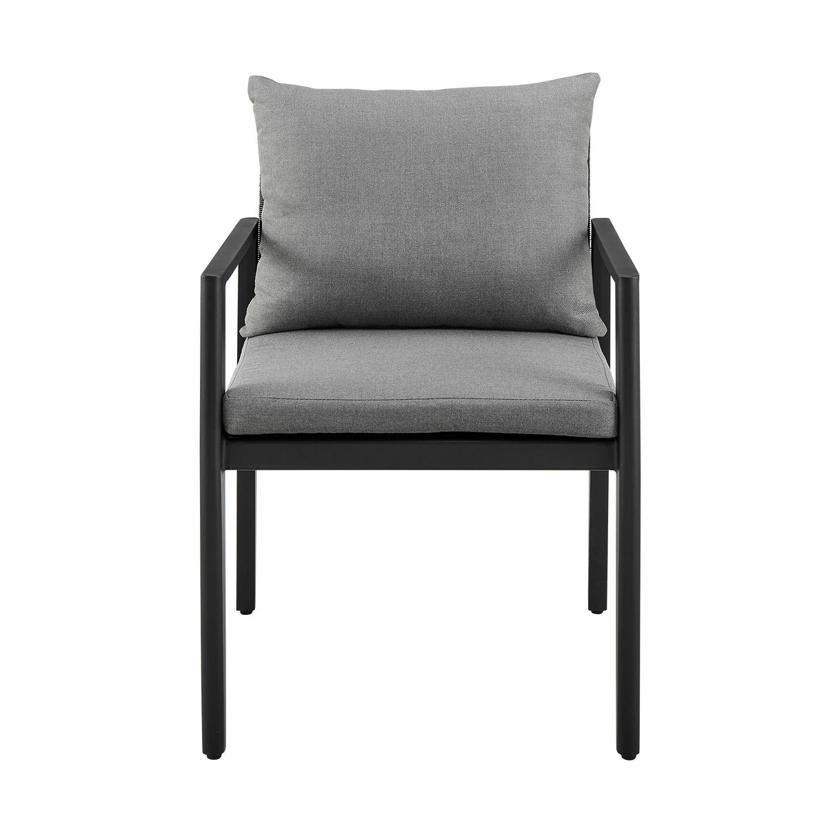 Cayman - Outdoor Patio Dining Chairs With Arms In Aluminum With Gray Cushions - (Set Of 2)