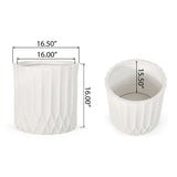 Planter With Subtle Pleated Design - Antique White