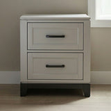 Bedside Table White And Gray 1 Piece Nightstand, 2-Drawers Storage Bedroom Furniture Transitional Style