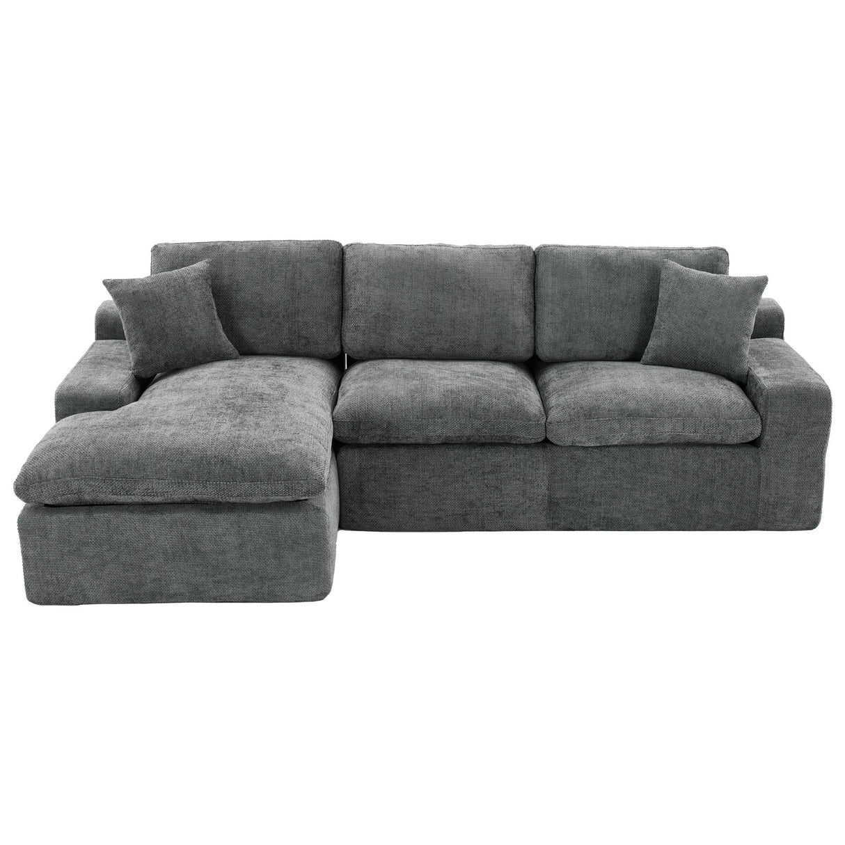 Cloud Sectional Sofa With Double Layer Cushion And Side Pockets, Free-Combined