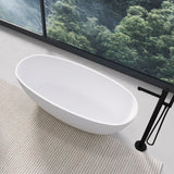65.2" Freestanding Solid Surface Soaking Bathtub For Bathroom - Matte White