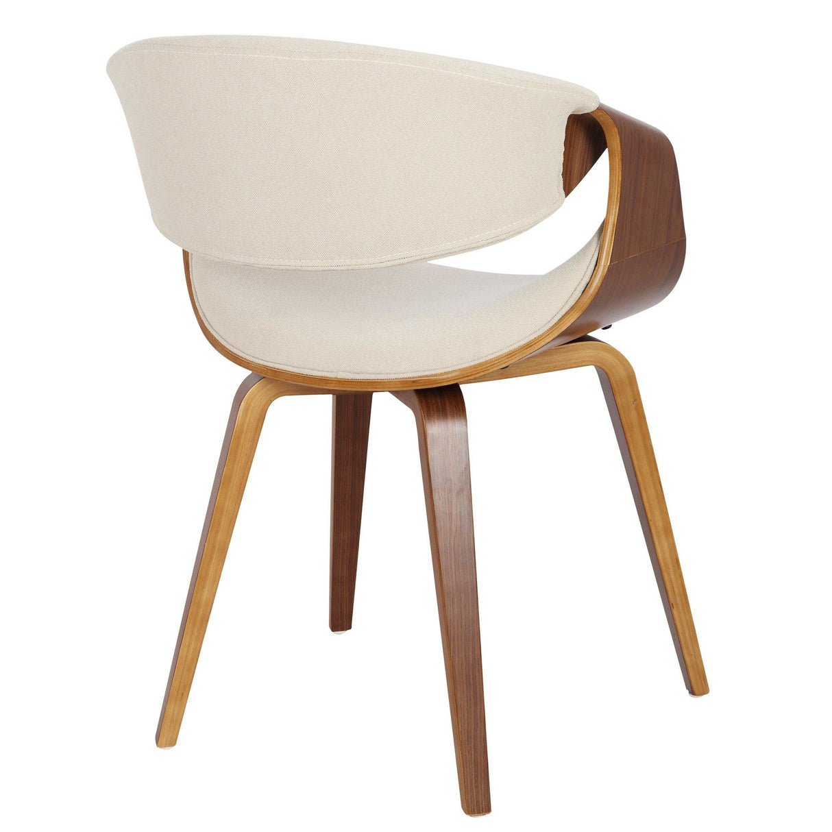 Curvo - Dining / Accent Chair - Walnut And Cream Fabric