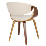 Curvo - Dining / Accent Chair - Walnut And Cream Fabric