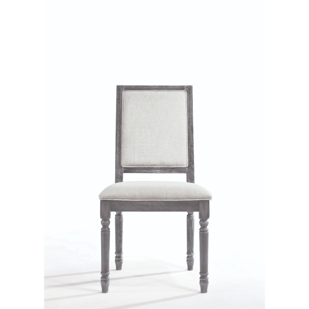Leventis - Side Chair Set of 2) - Cream Linen & Weathered Gray