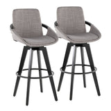 Cosmo - Fixed-Height Barstool (Set of 2) - Black Wood Base, Black Footrest