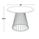 Canary-Andrew - 5 Piece Dining Room Set - Silver Metal, White MDF, Chrome Metal, Gray Faux Leather
