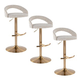 Grotto - Upholstered Adjustable Barstool - Gold Metal Base