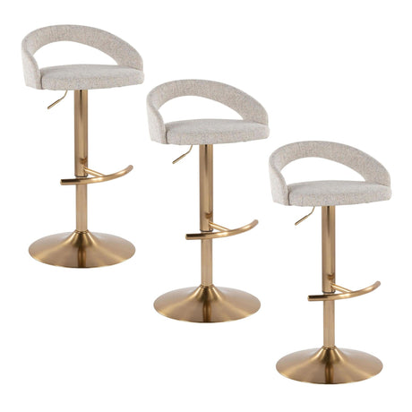 Grotto - Upholstered Adjustable Barstool - Gold Metal Base