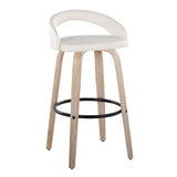Grotto - Upholstered Fixed-Height Barstool (Set of 2) - Whitewashed Wood, White Faux Leather, Black Metal