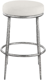 Ferro - Performance Fabric Upholstered Backless Bar Stool - Antique Silver