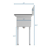51 in. Three Compartment Stainless Steel Commercial Sink with Drainboard, Bowl Size 12"x 16"x 10" SC121610-12R3. 5.0 out of 5 stars, average rating value. Read 4 Reviews. Same page link. 5.0   (4) Write a review