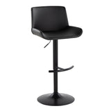 Santi - Upholstered Adjustable Barstool With Swivel And Rounded T Footrest (Set of 2) - Black Metal