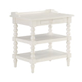 Aria - Nightstand With Styling, 2 Shelves, Pull Out Tray, Spool Turned Legs - Antique White