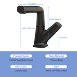 Pull Down Bathroom Sink Faucet With Three Water Modes And Construction - Matte Black