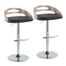 Cassis - Adjustable Swivel Barstool (Set of 2) - Chrome Metal Frame And Light Gray Wood
