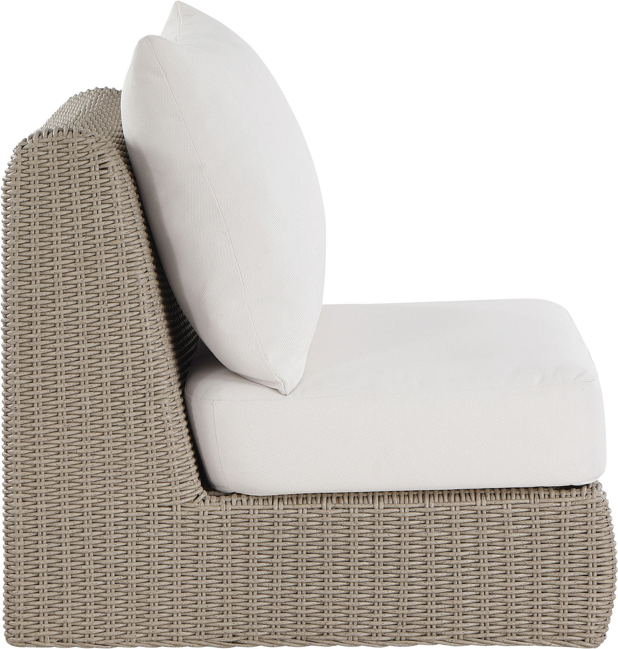 Seacrest - Olefin Water Resistant Fabric And Wicker Outdoor Patio Armless Chair