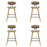 Fox - Counter Height Curved Back Wood Bar Stool With Faux Leather Seat