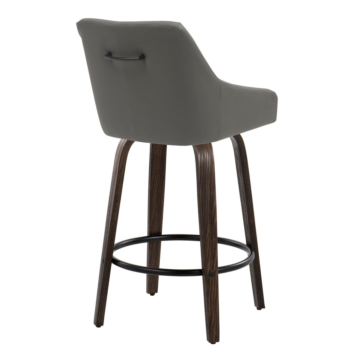 Hannah - 26" Fixed-Height Counter Stool With Swivel And Round Black Metal Footrest (Set of 2) - Walnut Glazed Wood