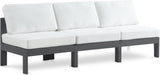 Nizuc - Outdoor Patio 3 Seat Armless Modular Sofa With Gray Frame