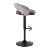 Grotto - Adjustable Barstool - Black Metal, Light Gray Wood