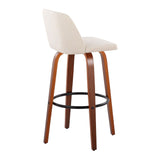 Toriano - 30" Faux Leather Fixed-Height Barstool (Set of 2) - Walnut & Chrome Base